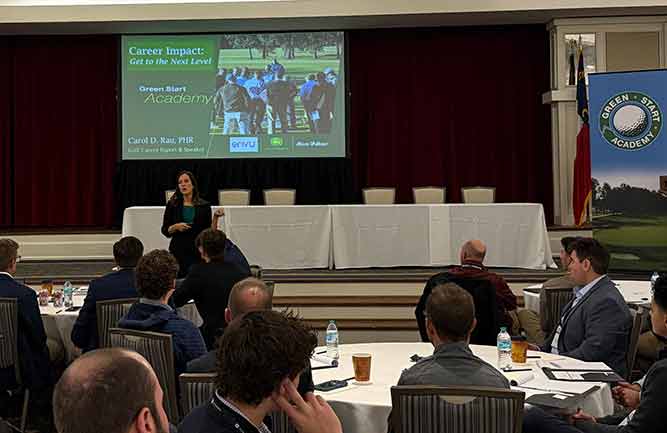 Carol Rau speaks to the mentees at Green Start Academy (Photo: Golfdom staff)