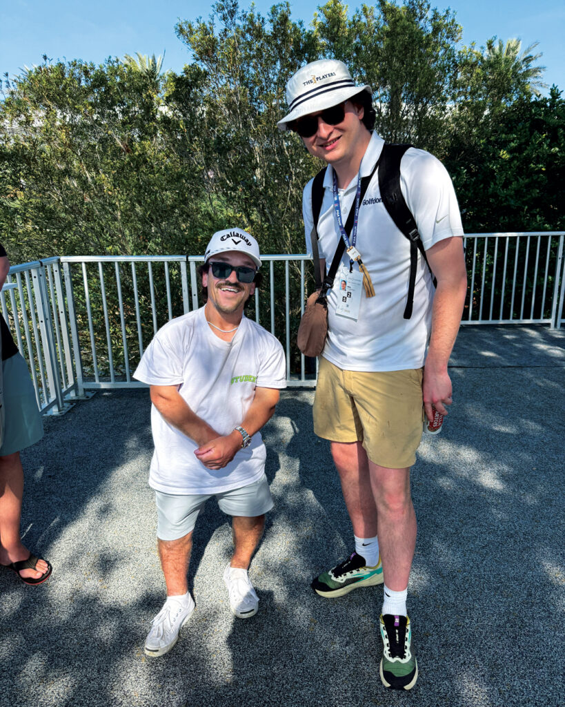 Golf personality: Golfdom’s digital media specialist Will Coughlin grabbed a picture with golf influencer Chaz Bowker, who took Barstool’s Internet Invitational golf tournament by storm last August. (Photo: Golfdom staff)