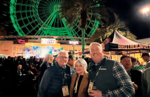 The GCSAA’s 100-year celebration began at ICON Park, where I ran into longtime friend of Golfdom, Mark Woodward, CGCS, and his wife Amy. (Photo: Golfdom staff)