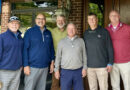 Paul Jett, CGCS (center in gray shirt) with from left, Carolinas GCSA board director Todd Lawrence, CGCS; vice president Jeremy Boone, CGCS, MG; executive director Tim Kreger; president Brain Green; and past president Doug Lowe, CGCS (Photo: Carolinas Golf Course Superintendents Association)