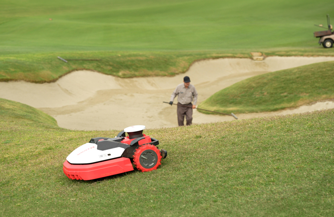 Schriever says his autonomous mowers don’t remove the need for people, but they do allow his crew to perform other tasks, like raking and hand-watering. (Photo: Kress)