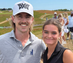 It’s Knapp time At the 2026 U.S. Open, Bella Thompson, daughter of BASF’s Brian Thompson, got a photo with Jake Knapp, currently ranked No. 44 in the world. (Photo: Golfdom Staff)