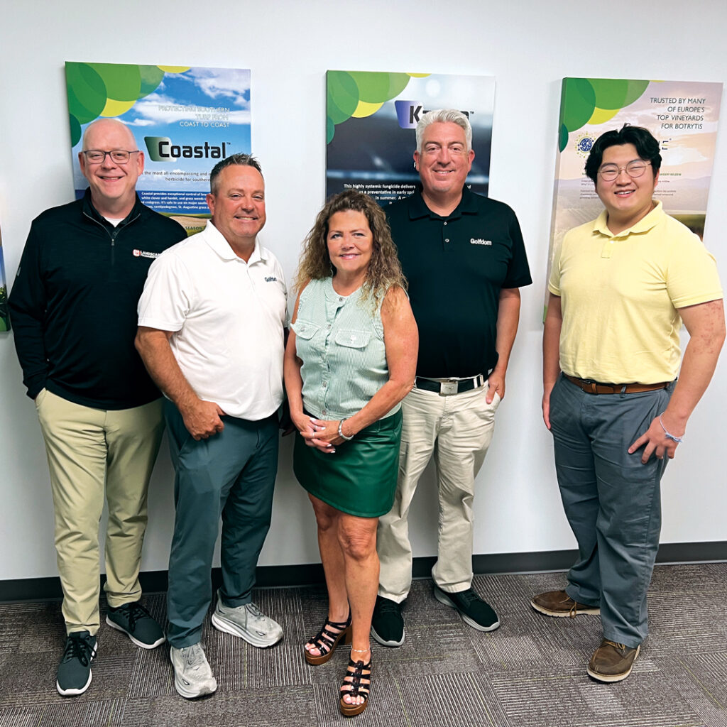 Yoo the man! While in North Carolina, the Golfdom crew swung by Sipcam Agro where they met with Elizabeth Taras, senior communications specialist and Chris Yoo, product manager. Yoo is new to the company after completing a successful internship there, and we’re happy to report he’s an avid reader of our magazine. And now, Yoo is in its pages! (Photo: Golfdom staff)