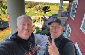 Golfdom’s Editor-in-Chief Seth Jones and Editor Scott Hollister celebrate the end of a successful Golfdom Summit with a selfie overlooking the Reunion Resort driving range. (Photo: Golfdom Staff)